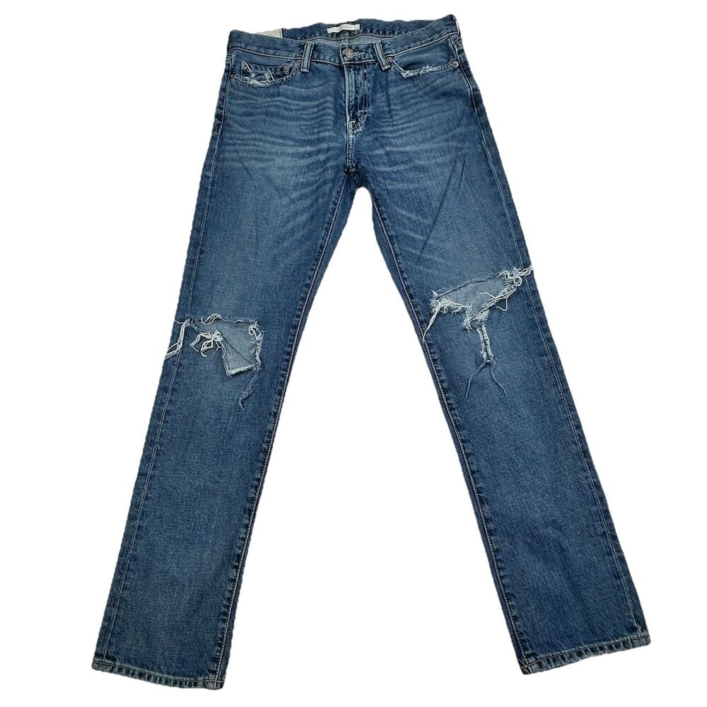 Abercrombie & Fitch Jeans 30x32 Blue Slim Straight Distressed Denim Y2K Ripped